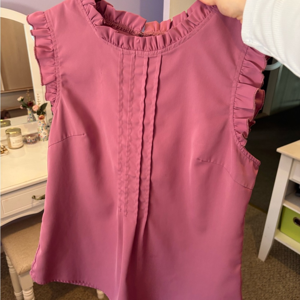 Ruffled Pink Sleeveless Top